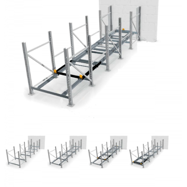 Stockage dynamique cart pushback LIFO